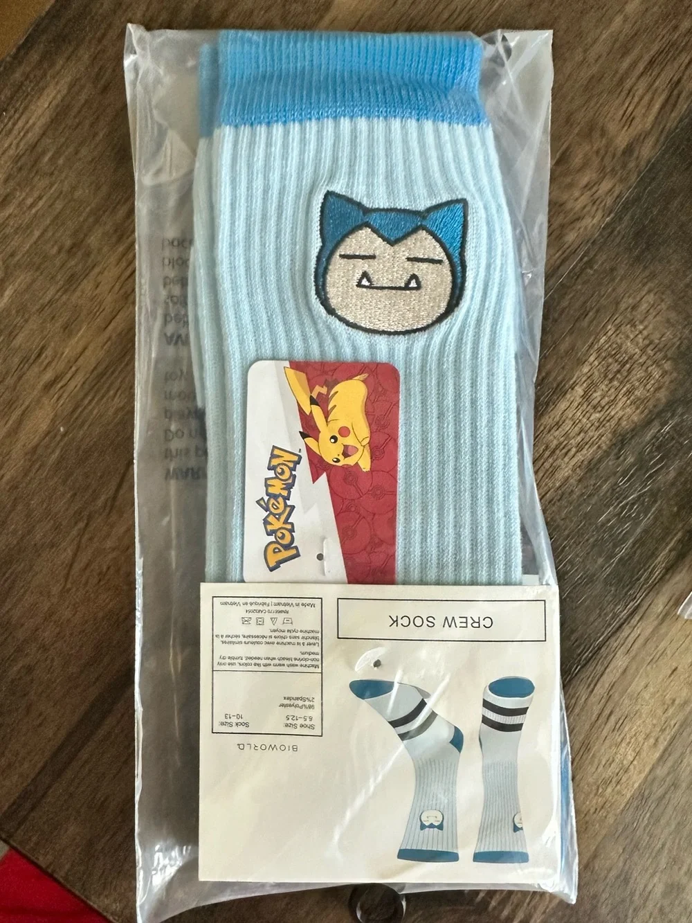 NWT Bioworld Pokemon Light Blue Crew Socks - Sock Size 10-13